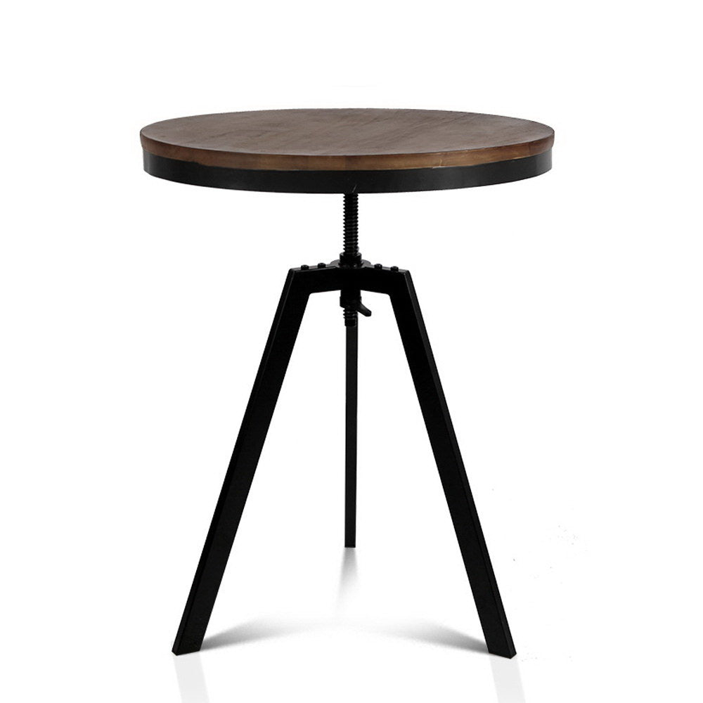 Adjustable Round Bar Table – Industrial Elm Wood Dining Table