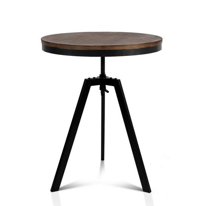 Adjustable Round Bar Table – Industrial Elm Wood Dining Table