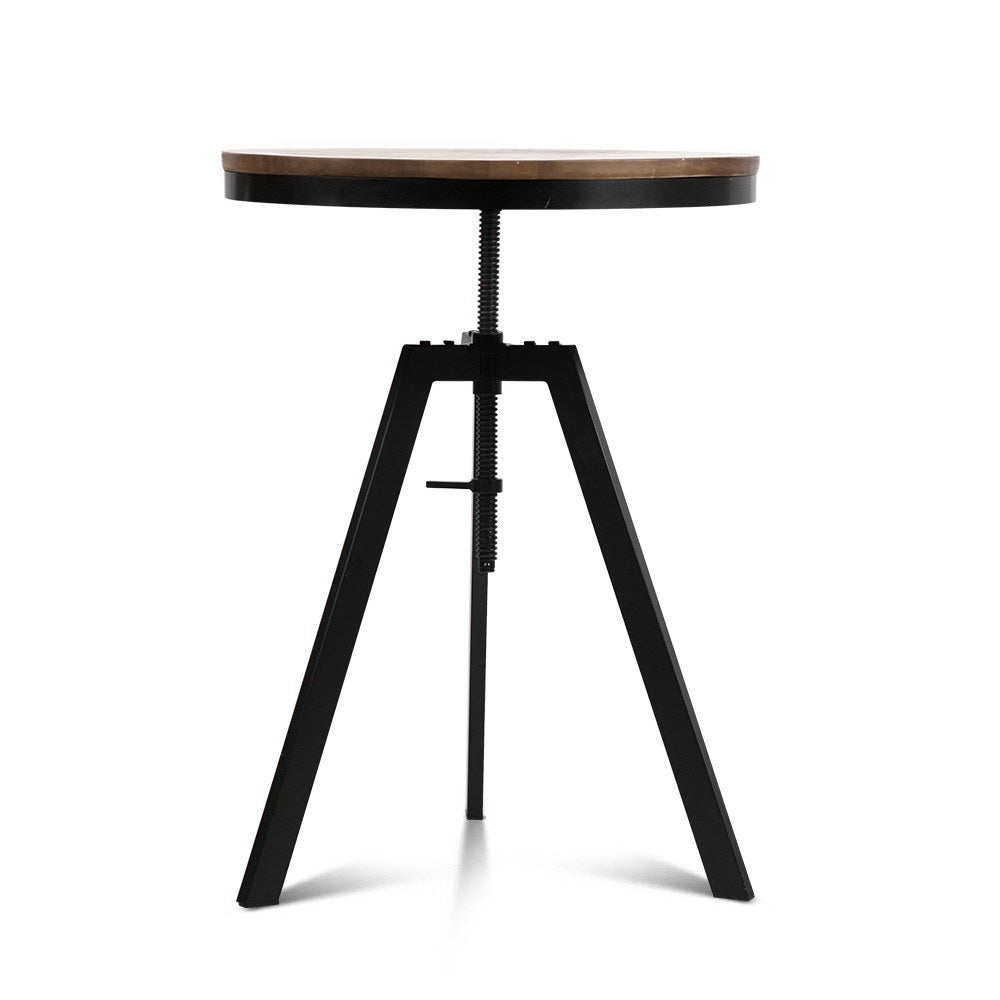 Adjustable Round Bar Table – Industrial Elm Wood Dining Table