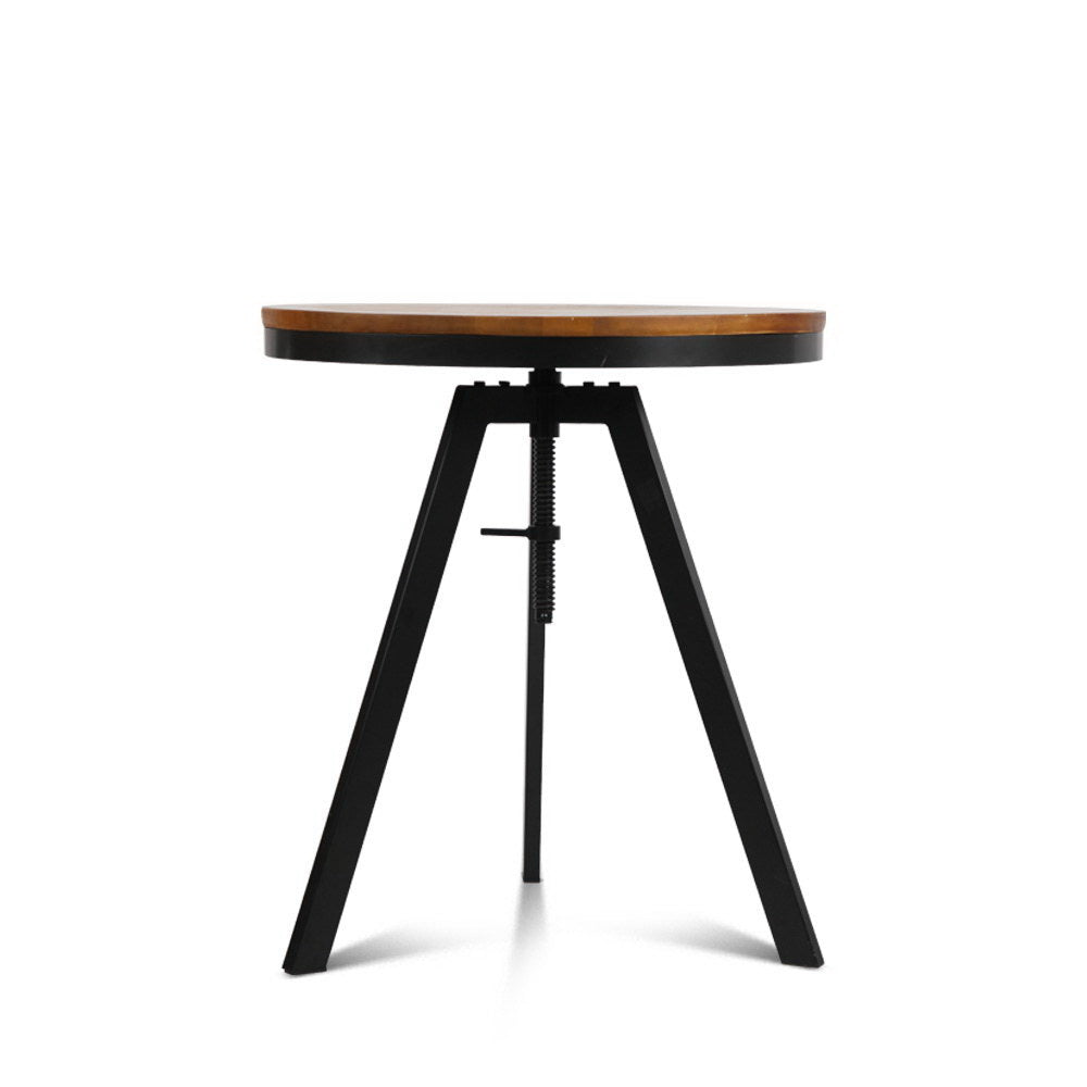 Adjustable Round Bar Table – Industrial Elm Wood Dining Table