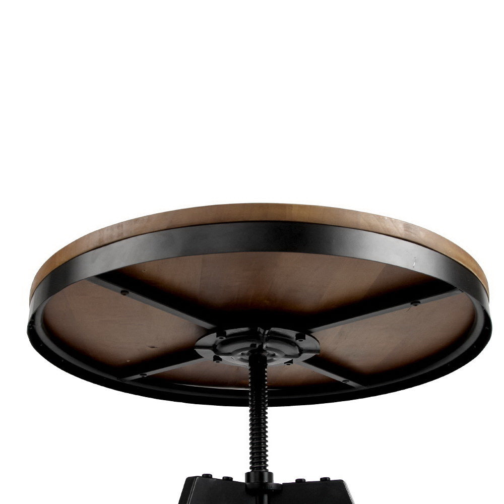 Adjustable Round Bar Table – Industrial Elm Wood Dining Table