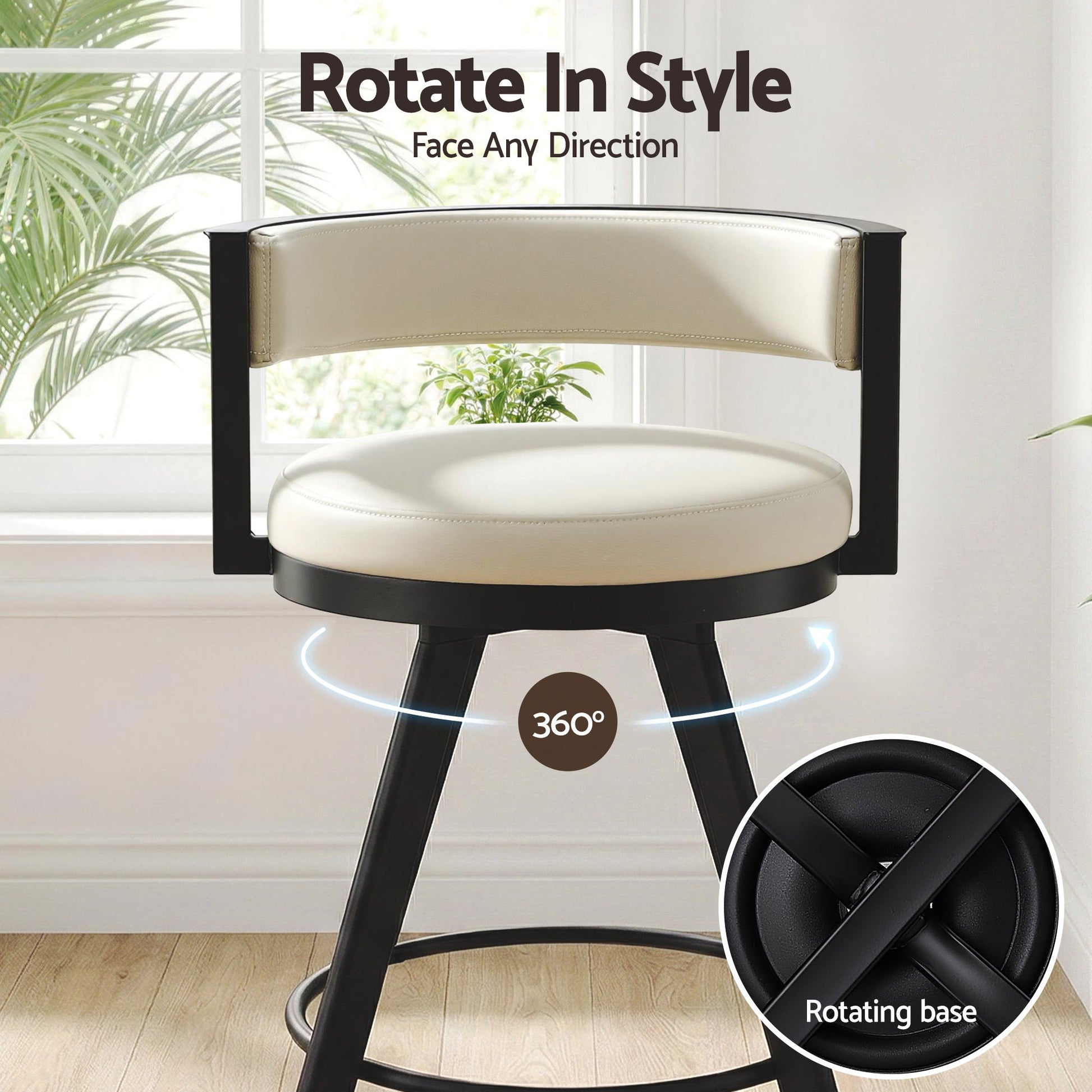 Bar stool with a rotating feature in a home setting