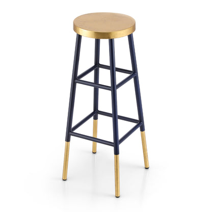 Archer Metal Bar Stool – Navy & Gold 76cm