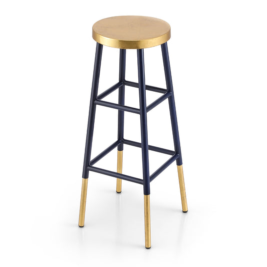 Archer Metal Bar Stool – Navy & Gold 76cm