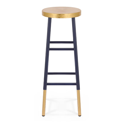 Archer Metal Bar Stool – Navy & Gold 76cm