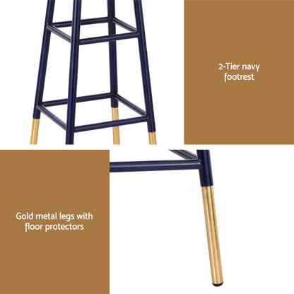 Archer Metal Bar Stool – Navy & Gold 76cm