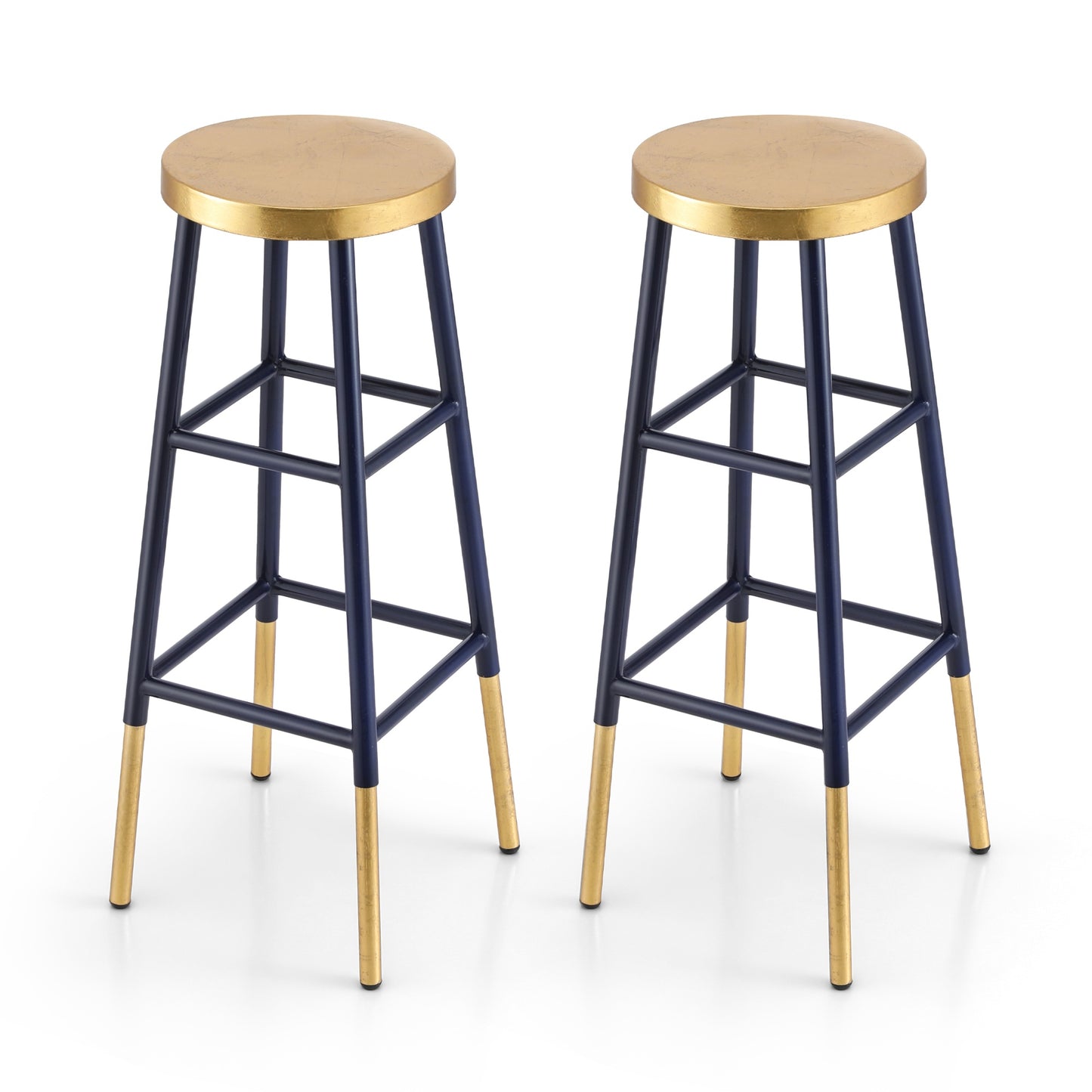 Archer Metal Bar Stool – Navy & Gold 76cm (Set of 2)
