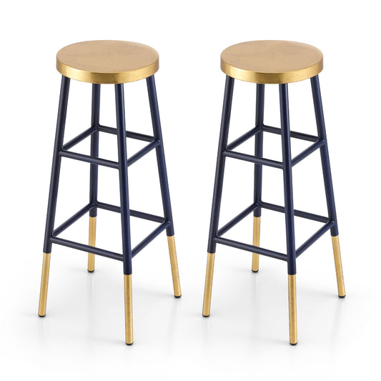 Archer Metal Bar Stool – Navy & Gold 76cm (Set of 2)