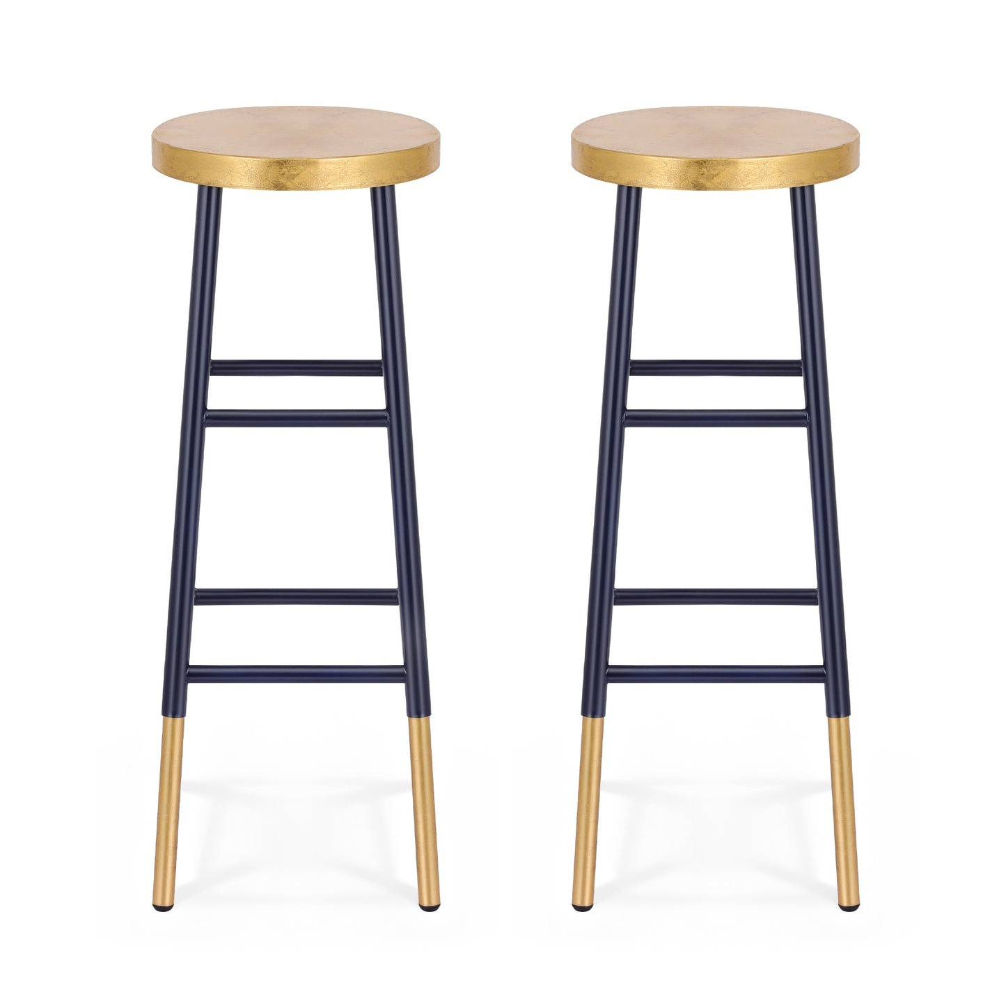 Archer Metal Bar Stool – Navy & Gold 76cm (Set of 2)