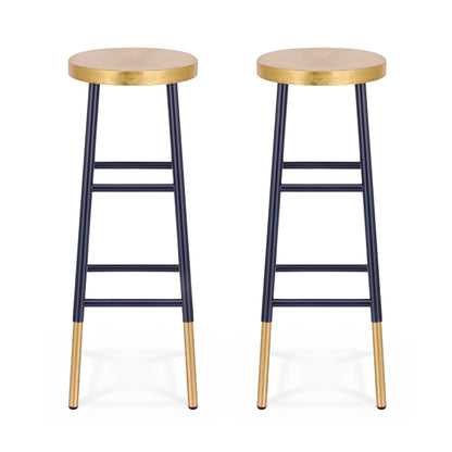 Archer Metal Bar Stool – Navy & Gold 76cm (Set of 2)