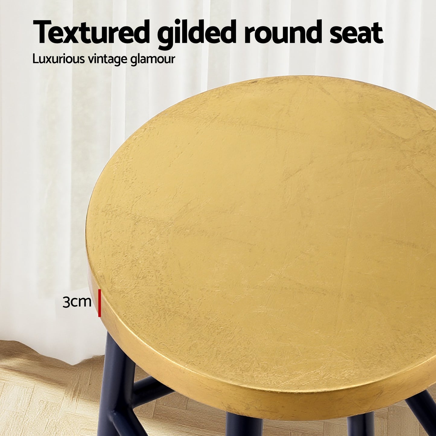 Archer Metal Bar Stool – Navy & Gold 76cm (Set of 2)