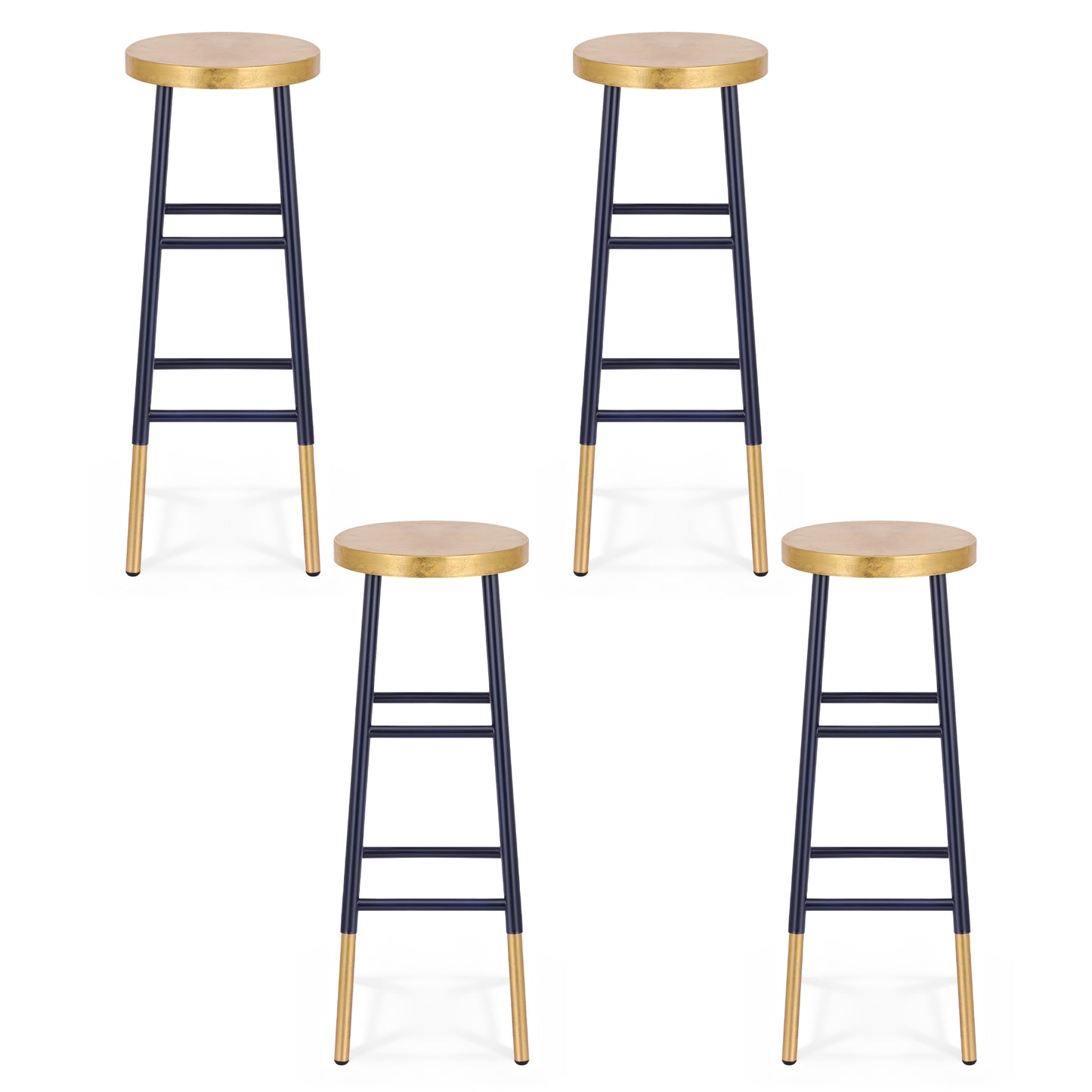 Archer Metal Bar Stool – Navy & Gold 76cm (Set of 4)