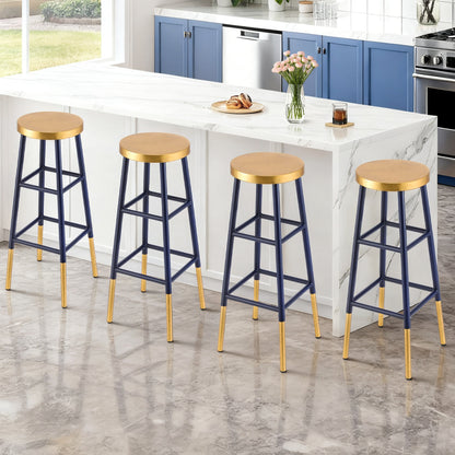 Archer Metal Bar Stool – Navy & Gold 76cm (Set of 4)