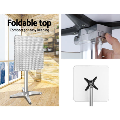 Apex Aluminium Bistro Bar Set – Square Table & Chairs Silver (3-Piece)