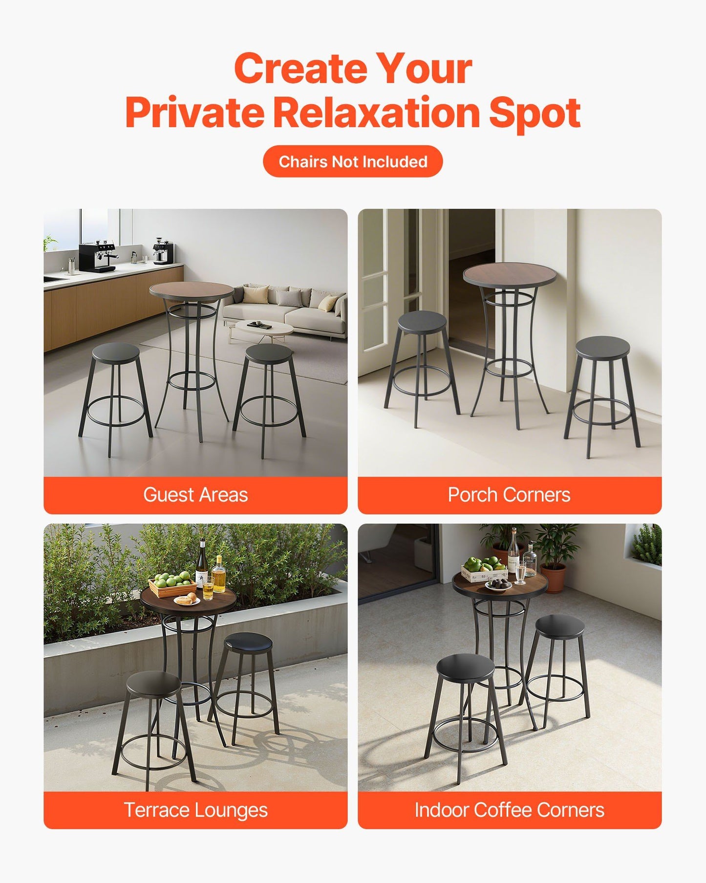 Promotional graphic for outdoor furniture setup ideas with text 'Create Your Private Relaxation Spot'.