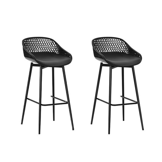 Weather-Resistant Outdoor Plastic Bar Stools 76cm Black (Set of 2)