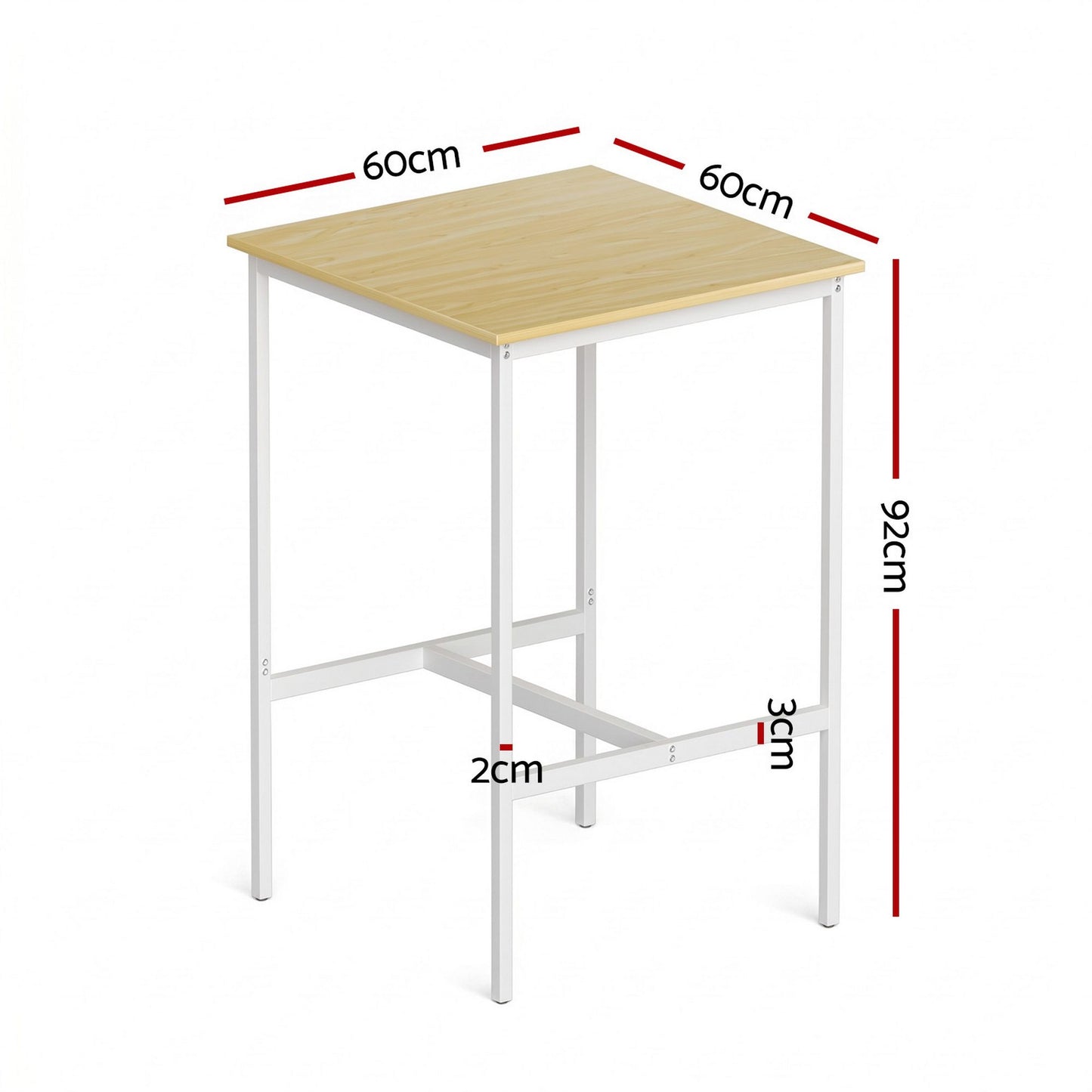 Small square table with dimensions labeled on a white background
