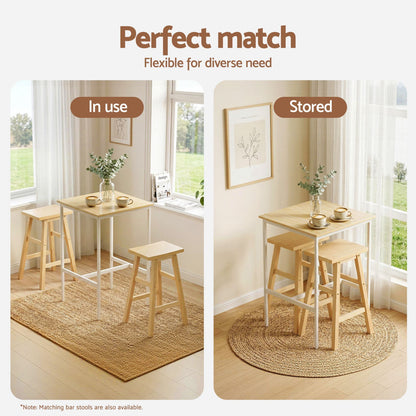 Collage showing a small dining set in use and stored, with text 'Perfect match' and 'Flexible for diverse need'.