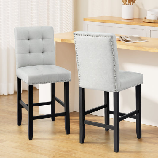 Ada Fabric Kitchen Dining Bar Stool Grey (Set of 2)