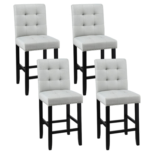 Ada Fabric Kitchen Dining Bar Stool Grey (Set of 4)