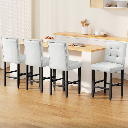 Ada Fabric Kitchen Dining Bar Stool Grey (Set of 4)