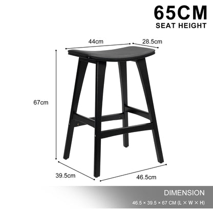 Black stool with measurements on a white background
