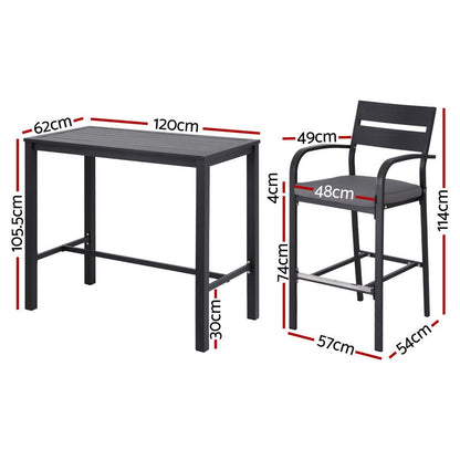 Aluminium Outdoor Dining Bistro Bar Set Black (5 Piece) - Barstool Express
