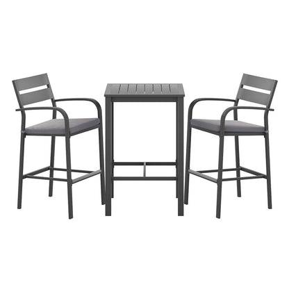 Aluminium Outdoor Dining Bistro Bar Set Black & Grey (3 Piece) - Barstool Express