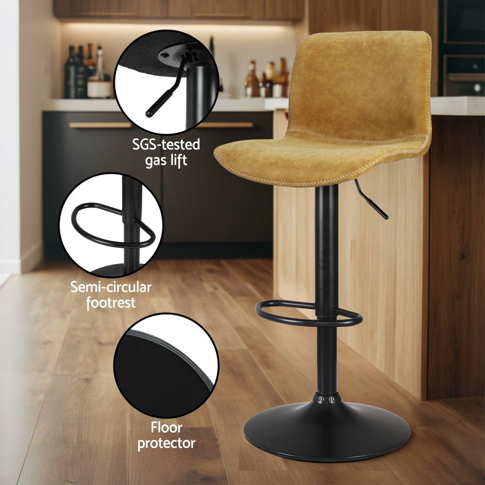 Amy Vintage Leather Adjustable Bar Stool Brown (Set of 2) - Barstool Express