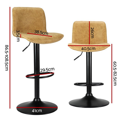 Amy Vintage Leather Adjustable Bar Stool Brown (Set of 2) - Barstool Express