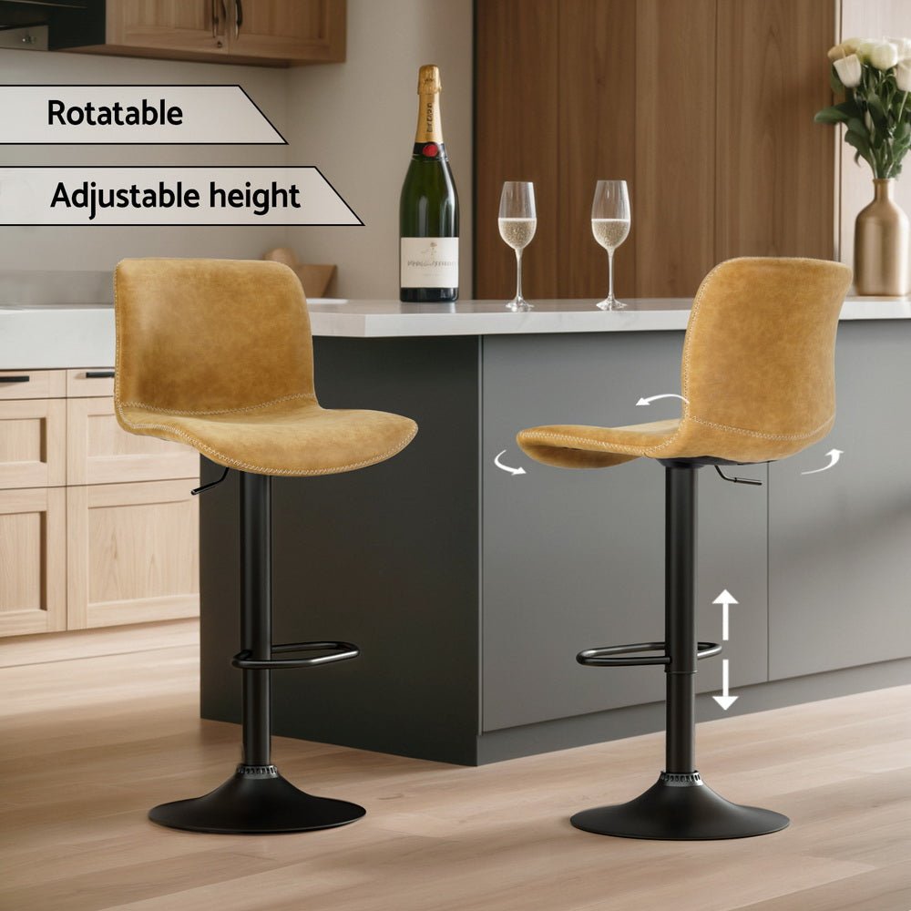 Amy Vintage Leather Adjustable Bar Stool Brown (Set of 2) - Barstool Express
