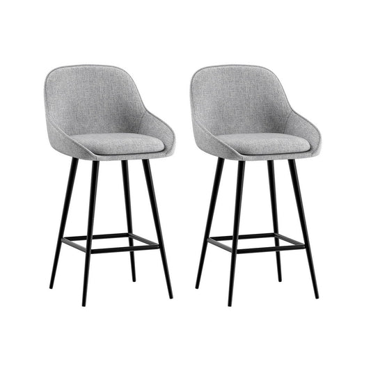 Arlo Linen Kitchen Counter Bar Stool 60cm Grey (Set of 2) - Barstool Express