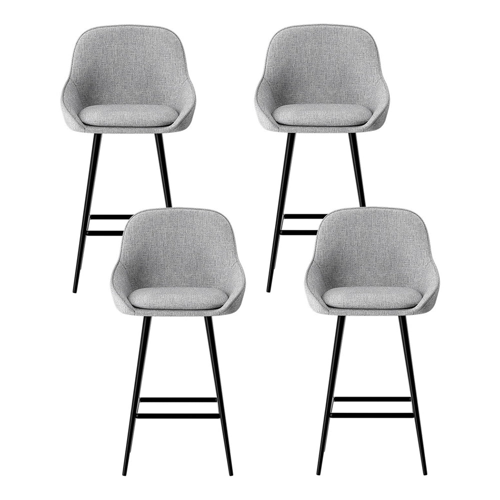Arlo Linen Kitchen Counter Bar Stool 60cm Grey (Set of 4) - Barstool Express