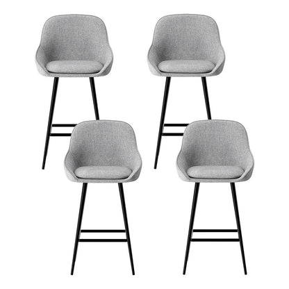 Arlo Linen Kitchen Counter Bar Stool 60cm Grey (Set of 4) - Barstool Express