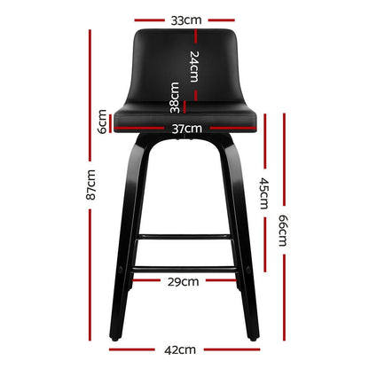 Axel Leather Padded Swivel Bar Stools 66cm Black (Set of 2) - Barstool Express
