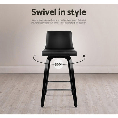 Axel Leather Padded Swivel Bar Stools 66cm Black (Set of 4) - Barstool Express