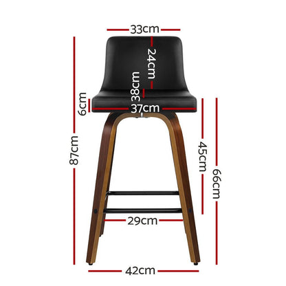 Axel Leather Padded Swivel Bar Stools 66cm Walnut & Black (Set of 2) - Barstool Express
