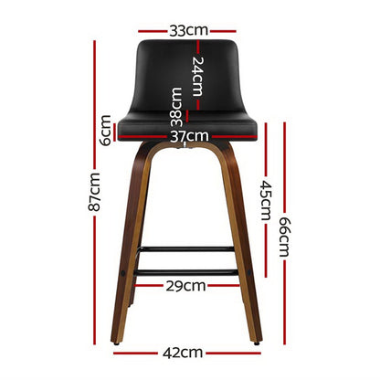 Axel Leather Padded Swivel Bar Stools 66cm Walnut & Black (Set of 4) - Barstool Express