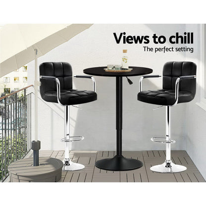 Bar Table Adjustable Round Dining & Kitchen Black - Barstool Express