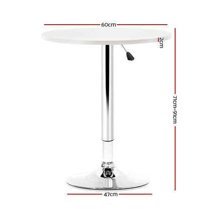 Bar Table Adjustable Round Dining & Kitchen Chrome & White - Barstool Express