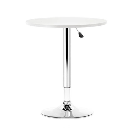 Bar Table Adjustable Round Dining & Kitchen Chrome & White - Barstool Express