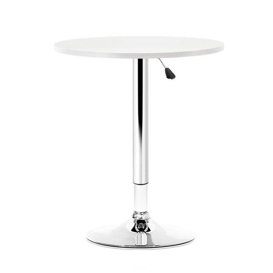 Bar Table Adjustable Round Dining & Kitchen Chrome & White - Barstool Express