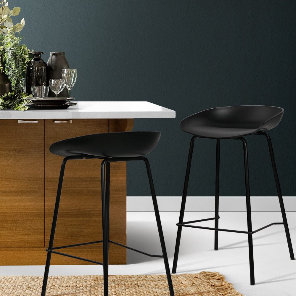 Bree Breakfast Bar Stools 67cm Black (Set of 2) - Barstool Express