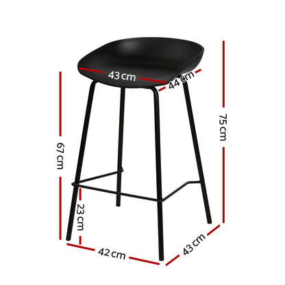 Bree Breakfast Bar Stools 67cm Black (Set of 2) - Barstool Express