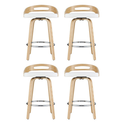 Brennan Leather Swivel Bar Stools 64cm Timber White (Set of 4) - Barstool Express