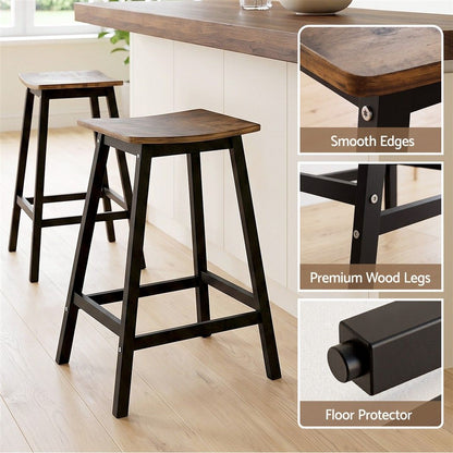 Brooks wooden bar stool with smooth edges, black legs and floor protectors