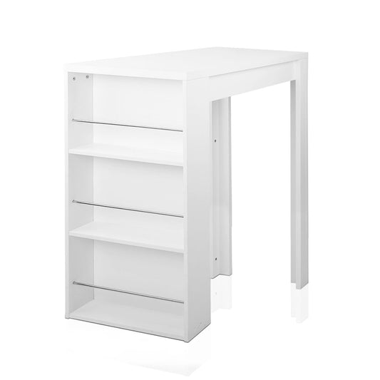 Contemporary Bar Table 3 - tier Storage Shelves 107cm White - Barstool Express