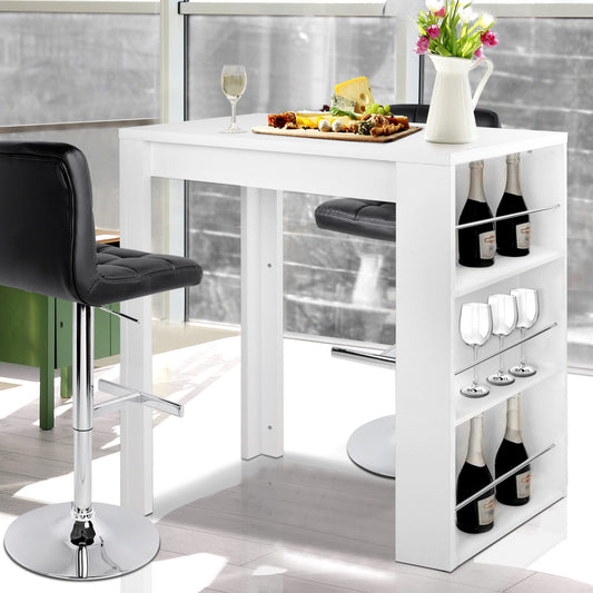 Contemporary Bar Table 3 - tier Storage Shelves 107cm White - Barstool Express