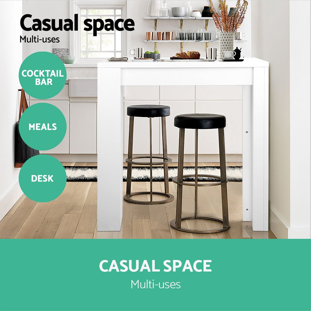 Contemporary Bar Table 3 - tier Storage Shelves 107cm White - Barstool Express