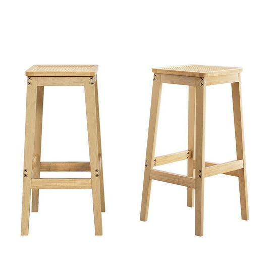 Coral Rattan Rubberwood Bar Stool 70cm Natural (Set of 2) - Barstool Express